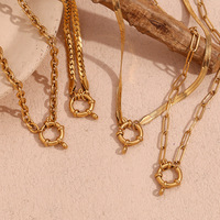 Bijoux simples classiques en acier inoxydable sans ternissement collier chaîne plaqué or 18 carats étanche printemps bouton pendentif collier