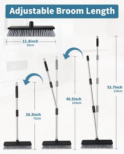 Balai télescopique multifonctionnel en acier et chenille, brosse écologique pour enlever les poils d'animaux, balai à poussière pour sols domestiques - Product Image 2