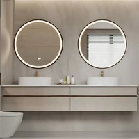 Meuble-lavabo fonctionnel de salle de bain personnalisé au design de luxe Meuble de salle de bain à double vasque avec miroir intelligent et lavabo