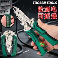 Pince à dénuder multifonctionnelle Xtuosen 25451 avec testeur de tension, type pliable pour travaux électriques