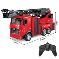 SJY-1361 1/18 2.4G 15CH Camion de pompiers électrique RC (version améliorée) avec pulvérisation d'eau, échelle élévatrice, rouge, 25m, prêt à l'emploi, télécommande