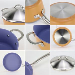 AXA Juego <span class=keywords><strong>de</strong></span> ollas y <span class=keywords><strong>sartenes</strong></span> <span class=keywords><strong>de</strong></span> aluminio forjado interior antiadherente <span class=keywords><strong>de</strong></span> cerámica <span class=keywords><strong>de</strong></span> <span class=keywords><strong>titanio</strong></span> no tóxico sin PFA <span class=keywords><strong>de</strong></span> 4 piezas-color naranja - Product Image 6