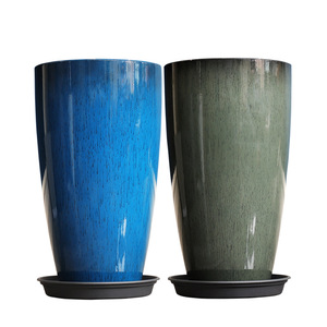 Décoration de salon émaillée pot de fleurs rond en résine épaissie <span class=keywords><strong>haute</strong></span> visualisation bassin de plantation grand Pot Pot en <span class=keywords><strong>plastique</strong></span> - Product Image 1