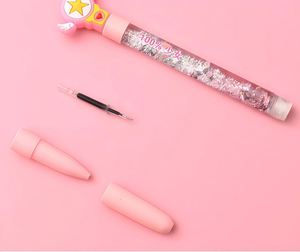 Kawaii Floating Glitter Quicksand Gel <b>Pen</b> With 3D Unicorn <b>Magic</b> Star Topper, Cute Cartoon Retractable Signature <b>Pen</b> - Product Image 4