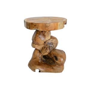Tabouret empilable moderne en racine de teck naturel, écologique, en bois massif, décoratif, pour appartement, salon, mobilier de maison - Product Image 1