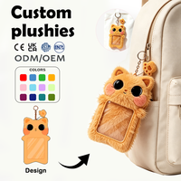 Porte-cartes en peluche Kawaii personnalisé, porte-clés, design animal de dessin animé, OEM, 3 pouces, présentoir pour photocartes K-pop, pour carte d'étudiant, vente en gros