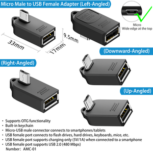 Adaptador USB2.0 OTG de 480 Mbps con Carga Rápida, Micro Macho <span class=keywords><strong>a</strong></span> USB <span class=keywords><strong>A</strong></span> Hembra, Convertidor de 5 V 1 <span class=keywords><strong>A</strong></span> para <span class=keywords><strong>MP3</strong></span>, Tablet, Cámara, Videojuegos - Product Image 6