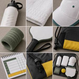 Kit d'événement sportif personnalisé pour équipe de pickleball avec bouteille, serviette, casquette, bracelet, housse de raquette et sac - Product Image 2