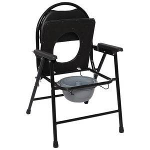 Chaise pliante avec cadre en acier noir et siège rembourré pour personnes âgées et femmes enceintes, usage hospitalier - Product Image 2