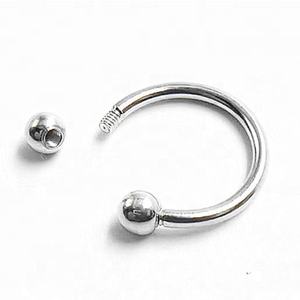 Vente en gros HIP HOP Barre circulaire 16G plaquée platine pour piercing de nombril, <span class=keywords><strong>tragus</strong></span>, homme, 1,2 mm, avec perle de 3 mm, barres en <span class=keywords><strong>fer</strong></span> à <span class=keywords><strong>cheval</strong></span> pour boucles d'oreilles - Product Image 4