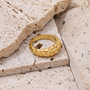 קצה גבוה 18K PVD וינטג' עם מרקם רטרו עמיד למים ללא הכתמה טבעות נירוסטה ייחודיות מרוקעות טבעות אופנתיות תכשיטים חדשים - Product Image 2