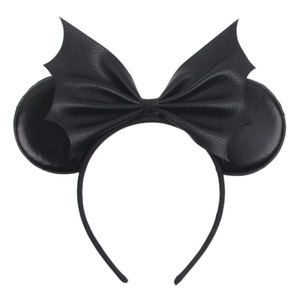 Diadema con Orejas de Ratón y Alas de Murciélago, Negra, Ajustable, Accesorio de Disfraz para Fiestas, Unisex, Estilo de Dibujos Animados, Accesorios para el Cabello de Cuero - Product Image 3