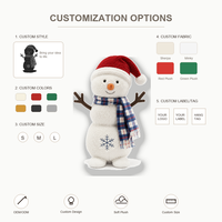 Peluche Bonhomme de Neige de Noël Personnalisée, Poupée d'Hiver Douce Rembourrée avec Chapeau de Père Noël et Écharpe à Carreaux, Cadeau Boutique, Faible MOQ, Support OEM ODM