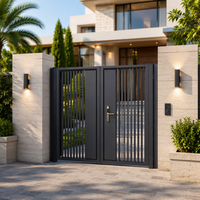 Portail à persiennes en alliage d'aluminium, style chinois moderne, personnalisé, pour cour de villa, surface peinte électrostatiquement, simple/double