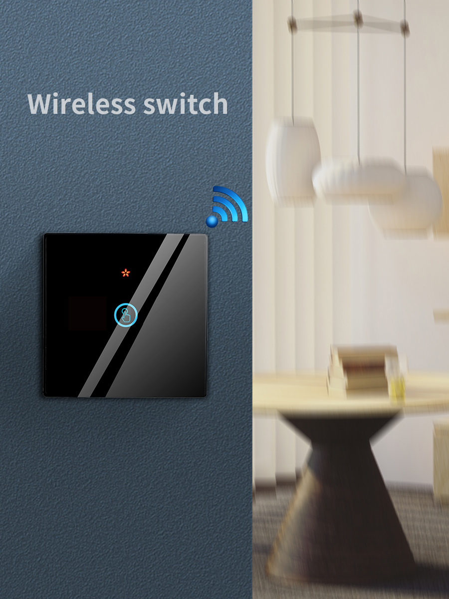 Wireless Touch Wall Switches Sets RF433 1gang Luxury Glass Panel Remote Control Switch