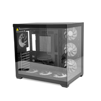 Gabinete de PC Manmu Personalizable Full Tower ATX Micro-ATX Negro Transparente para Juegos de Escritorio con Ventana Lateral y 7 Ranuras de Expansión