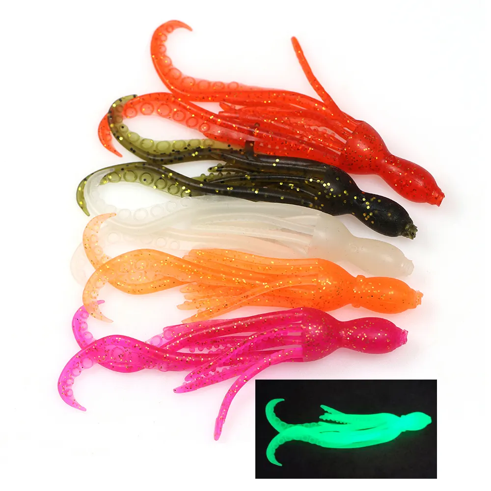 Saltwater Snapper Fishing Soft Plastic Lure 10cm/3.9g Octopus Squid Bait TPR Material Pesca Wobbler Fishing Tackle 8 Fluo Colors