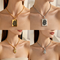 Collier populaire en forme de cœur anatomique plaqué or et argent avec chaîne à perles, style rock, pour couple, cadeau de Saint-Valentin