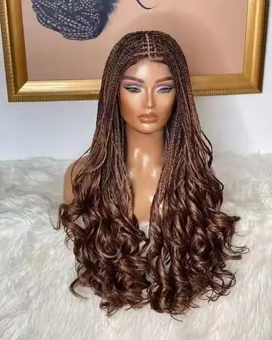 Jennifer Lace Front Box Braid Wig With Curly End Different Colors French Curly Loose Wave Braided Wigs In Stock