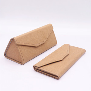 ECO Friendly naturale di <span class=keywords><strong>carta</strong></span> Kraft occhiali da sole caso triangolo pieghevole occhiali da vista Custodia Custodia personalizzata per occhiali da vista - Product Image 3