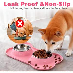 Comederos para perros, 2 tazones de acero inoxidable con tapete de silicona antideslizante para comida y agua para mascotas, tamaño pequeño y mediano - Product Image 4
