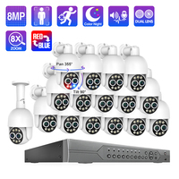 Système de caméra de sécurité Techage 4K 16 canaux 8MP avec suivi automatique des personnes, double objectif 4MP et 4MP avec lentilles 2.8MM et 12MM, kit NVR 32 canaux