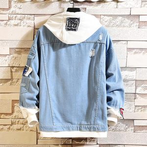 Chaqueta de Mezclilla para Hombre Babyhealthy con Capucha, Estilo Casual, con Botones, Tipo Trucker, con Parches, Resistente al Viento - Product Image 2