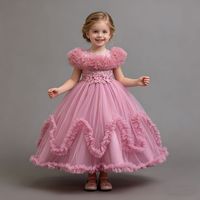 Robe de princesse longue et moelleuse en tulle pour filles, idéale pour les événements formels du Nouvel An et les fêtes.