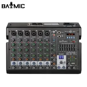 High Quality Recording Podcast USB Mixer 8 Channel Stereo Audio Mixer with OTG 99 dsp 48V usb studio record dj sound console