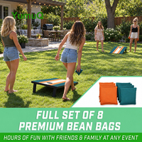 Ensemble de planches de cornhole YumuQ personnalisées en contreplaqué multicouche avec cadre en pin et sacs de haricots, jeu de cornhole pour jardin et cour arrière