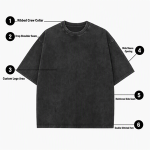 T-shirt pour homme à coupe classique, impression numérique grand format personnalisée, délavage acide, 100% coton, écologique, 230 g/m² - Product Image 3