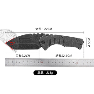 Couteau pliant en acier inoxydable, lame à pointe tombante de 10 pouces, couteau de camping EDC d'extérieur, ouverture par bouton de pouce, qualité industrielle - Product Image 6