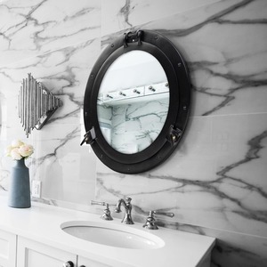 Miroir mural rond en aluminium de qualité export, style nautique côtier, pour salle de bain, disponible au prix de gros - Product Image 2