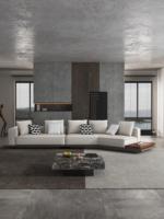 Canapé modulaire minimaliste italien de luxe en cuir véritable capitonné, convertible en lit, pour villa et manoir