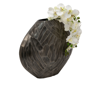 Vaso in Metallo Scolpito e Texturizzato, Moderno Vaso Decorativo per Fiori, per Soggiorno, Camera da Letto, Ufficio, Scrivania, Arredamento Casa - Product Image 4