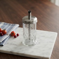 Bouteille Distributrice d'Huile d'Olive en Verre Gaufré avec Bec Verseur et Couvercle – Contenant de Rangement pour Vinaigre et Sirop de Cuisine – Offre Spéciale