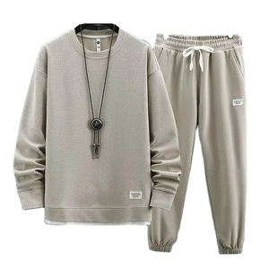 QZJC Waffger Completo <span class=keywords><strong>Sportivo</strong></span> Casual da Uomo, Nuovo Set Autunnale a Due Pezzi con Maglia a Maniche Lunghe e Pantaloni Lunghi, un Outfit <span class=keywords><strong>Trendy</strong></span> e alla Moda - Product Image 1