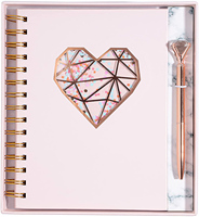 LABON Carnet de notes rose avec stylo-Cahier de rêve à spirale pour femmes et adolescentes
