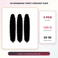 Extensions Synthétiques Bouclées en Fibre Haute Température pour Crochet 3D Bohemian Twist, 20 Pouces, 150g, 3 Pièces, 36 Brins, Vente en Gros