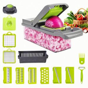 Hachoir à légumes réglable en plastique 3-en-1 : Râpe, trancheuse et coupe-légumes pour fruits et légumes - Product Image 3