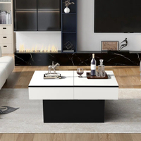 Table basse extensible avec rangement caché, style audacieux, plateau coulissant géométrique, table centrale pour espace de vie moderne