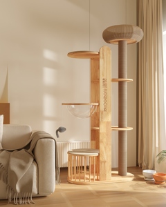 Tiragraffi con Struttura Intrecciata in Corda di Carta Similpelle Colonna in Corda di Canapa Palo in Corda di Sisal Legno Massello di Gomma Giocattolo da Arrampicata per Animali Domestici Torre Albero per Gatti - Product Image 2