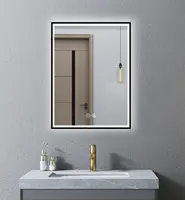 Zhongya novo espelho estreito de led, armação de espelho para hotel, com moldura à prova d'água, anti-neblina, quadrada, espelho de banheiro