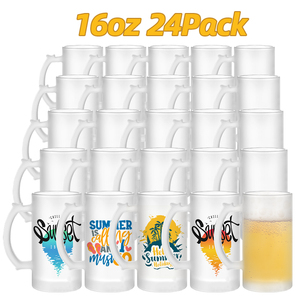 Copos de Vidro Fosco em Branco para Sublimação, Canecas de Cerveja de 16 oz com Alça para Sublimação - Product Image 1