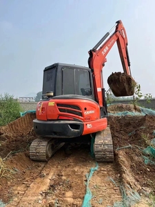 Mini-excavatrice sur chenilles KX165 d'occasion, état d'origine, 6 tonnes, pompe japonaise, certifiée CE, avec accessoires tarière et brise-roche - Product Image 2