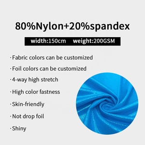 Chất lượng cao sáng bóng bóng màu đỏ kim loại lá Elastane Nylon Spandex dệt kim vải đồ bơi lễ hội mặc Thể dục dụng cụ vải - Product Image 3