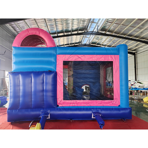 บ้านลมสีฟ้าลายการ์ตูนพร้อมสไลเดอร์, บ้านลมเป่าลมเชิงพาณิชย์สำหรับเช่าจัดงาน - Product Image 4