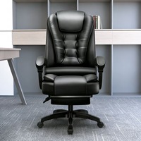 Chaise de bureau multifonctionnelle en cuir PU avec massage électrique et hauteur réglable pour dirigeants et cadres, idéale pour les bureaux.