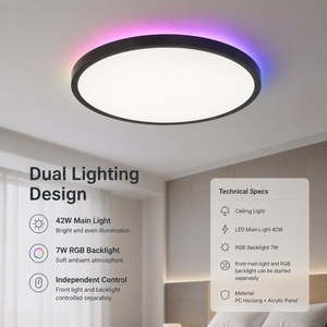 โคมไฟเพดาน LED ทรงกลมทันสมัย พร้อมรีโมทคอนโทรล ปรับความสว่างได้ วัสดุอะคริลิค ติดตั้งแบบฝัง สำหรับห้องนอน ห้องนั่งเล่น ทางเดิน ขนาด 50 ซม. 42 วัตต์ - Product Image 2