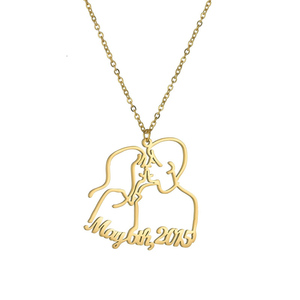 สร้อยคอชื่อสั่งทำส่วนตัว สแตนเลสสตีล สร้อยคอพร้อมลายวาดของเด็ก - Product Image 1